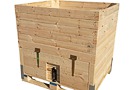 Crate with a hatch and slopped bottom